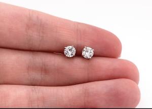 1 Ct Round Cut Moissanite FL/D Solitaire Stud Earrings 14k White Gold Screw 5mm