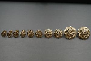 10K Solid Yellow Gold Diamond Cut Round Nugget Men Women Children Stud Earrings.