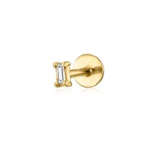 Ross-Simons Baguette Diamond Single Flat-Back Stud Earring in 14kt Yellow Gold