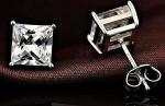 4 Ct Princess Cut Lab Created Earrings in White Gold