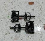 2 Ct Round Cut Lab Created Black Diamond Stud Earrings In 14K Black Gold Finish