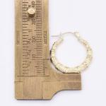 10K Yellow Gold Diamond Cut Bamboo Hoop Earrings