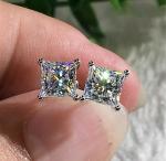 4 Ct Princess Cut Lab Created Earrings in White Gold