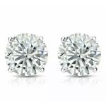 GRA Certified 2 Ct TW REAL Moissanite Solitaire Stud Earrings in 14K White Gold