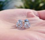 GRA Certified 2 Ct TW REAL Moissanite Solitaire Stud Earrings in 14K White Gold
