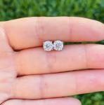GRA Certified 2 Ct TW REAL Moissanite Solitaire Stud Earrings in 14K White Gold