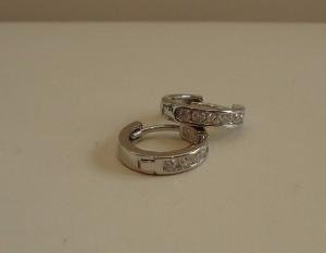 11MM HUGGIE EARRINGS .50 CT LAB CREATED DIAMONDS / 925 STERLING SILVER 