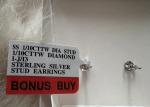 Diamond Earrings 1/10th CT TW 925 Sterling Silver Post Stud Round NWT $124