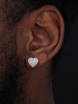 Iced Heart Stud Earrings with Simulated Diamonds