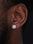 Real Solid 925 Silver Iced Simulated Diamonds Earrings 1/3" Cluster Round Studs