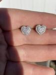 Iced Heart Stud Earrings with Simulated Diamonds
