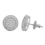 Real Solid 925 Silver Simulated Diamonds Men's Earrings Large Studs Screw Backs