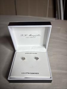 Diamond Halo Stud Earrings (1/10 ct. t.w.) in Sterling Silver NEW