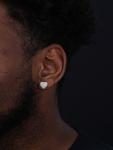 Iced Heart Stud Earrings with Simulated Diamonds