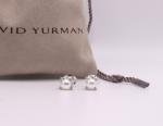 David Yurman Sterling Silver 6mm Pearl Stud Earrings with Diamonds