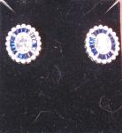 Art Deco Gala 925 Silver Blue Spinal Sim Diamond Post Stud Earrings 4.8g #B157