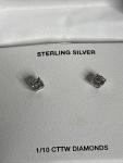 Diamond Halo Stud Earrings (1/10 ct. t.w.) in Sterling Silver NEW