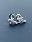 925 Sterling Silver Cross Earrings with Simulated Diamonds