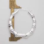 Large Diamond-Cut Bamboo Hoop Earrings in Silver