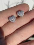 Iced Heart Stud Earrings with Simulated Diamonds
