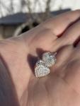 Iced Heart Stud Earrings with Simulated Diamonds