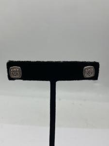 Sterling Silver Diamond Square Earrings 2.1g