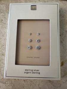 RADIANCE Absolute Diamond Stud Earrings Sterling Silver 3 Pair SET (4mm,6mm,7mm)