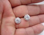 925 STERLING SILVER ROUND SHAPE STUD EARRINGS W/3 CT LAB CREATED DIAMONDS