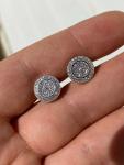Real Solid 925 Silver Simulated Diamonds Men's Earrings Large Studs Screw Backs