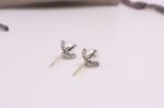 David Yurman Sterling Silver 6mm Pearl Stud Earrings with Diamonds