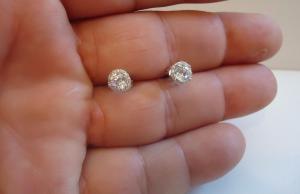 925 STERLING SILVER ROUND SHAPE STUD EARRINGS W/ 1.10 CT LAB CREATED DIAMONDS 