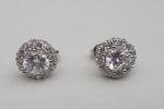 925 STERLING SILVER ROUND SHAPE STUD EARRINGS W/3 CT LAB CREATED DIAMONDS
