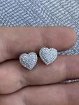 Iced Heart Stud Earrings with Simulated Diamonds
