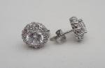 925 STERLING SILVER ROUND SHAPE STUD EARRINGS W/3 CT LAB CREATED DIAMONDS