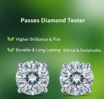 VVS1 Moissanite Screw back Stud Earrings 925 Silver Mens Ladies 3mm-8mm