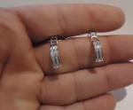 2 ROW HOOP EARRINGS W/ 1 CT  LAB DIAMONDS / 15MM BY 4MM/ 925 STERLING SILVER 
