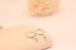 Silver CZ Diamond Charm Hoop Earrings Minimalist 925 Sterling Dainty Gift