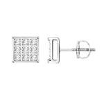 Sterling Silver Diamond Accent Square Stud Earrings
