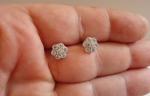 STERLING SILVER CLUSTER STUD EARRINGS W/ .50 CT LAB CREATED DIAMONDS NEW DESIGN!