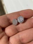 Real Solid 925 Silver Simulated Diamonds Men's Earrings Large Studs Screw Backs