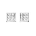 Sterling Silver Diamond Accent Square Stud Earrings