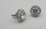 925 STERLING SILVER ROUND SHAPE STUD EARRINGS W/3 CT LAB CREATED DIAMONDS