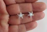 925 STERLING SILVER STARFISH STUD EARRINGS 1.50 LAB CREATED DIAMONDS/OPAL 13MM