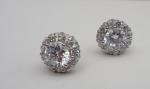 925 STERLING SILVER ROUND SHAPE STUD EARRINGS W/3 CT LAB CREATED DIAMONDS