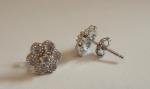 STERLING SILVER CLUSTER STUD EARRINGS W/ .50 CT LAB CREATED DIAMONDS NEW DESIGN!