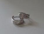 DOUBLE ROW HUGGIE EARRINGS W/ LAB DIAMONDS/ 925 STERLING SILVER / 12MM BY 4MM