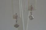 Flower Dangling Earrings with Simulated Diamonds