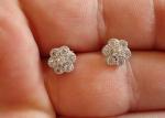 STERLING SILVER CLUSTER STUD EARRINGS W/ .50 CT LAB CREATED DIAMONDS NEW DESIGN!