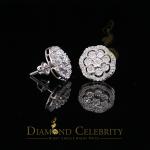 0.40ct Diamond 925 Sterling Silver White Floral Earrings For Men's / Women's