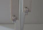 DOUBLE ROW HUGGIE EARRINGS W/ LAB DIAMONDS/ 925 STERLING SILVER / 12MM BY 4MM